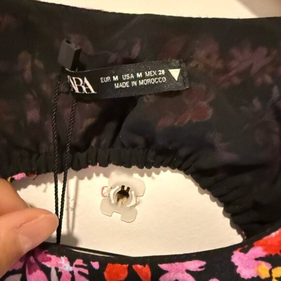 NWT Zara Floral Print Pink and Purple Long Sleeve Sundress Size M - Picture 7 of 11